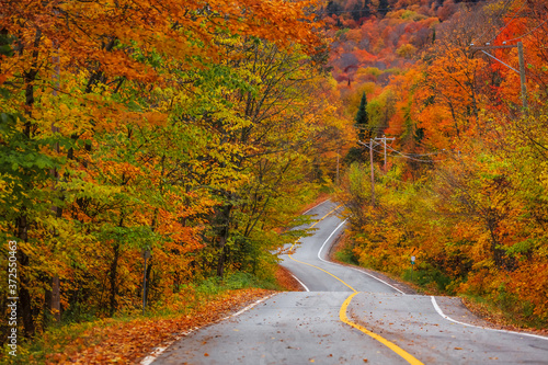 Beautiful rural Vermont drive in autumn time
