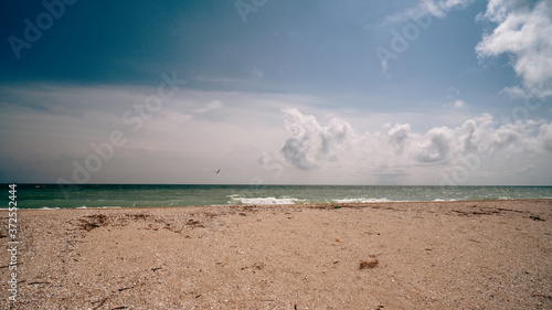 Amazing landscape of sea beach sky and white clouds