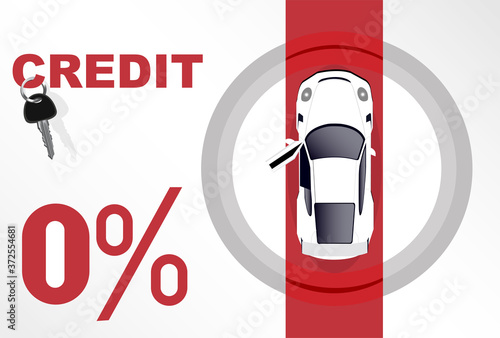 Vector of a car offered with a zero percent financing