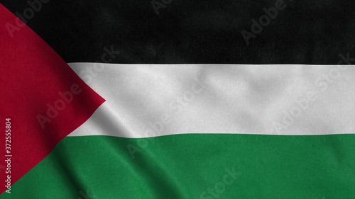 Palestine flag waving in the wind with high quality texture. 3d rendering