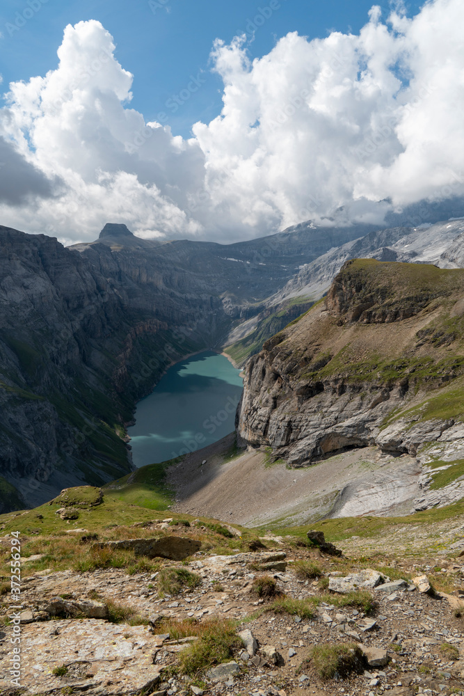 Aussicht auf den Limmerensee, Muttenalp, Glarus-Süd, Schweiz