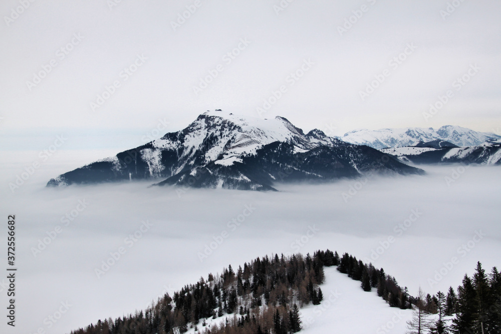 A view of the Snow Capped Austrian Mountains