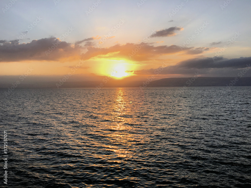 Sunrise over the sea of Galilee in Israel Sunrise over the sea of Galilee in Israel