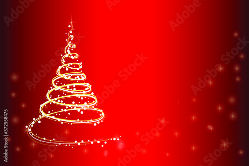 Background of abstract Christmas tree in red and golden colors 