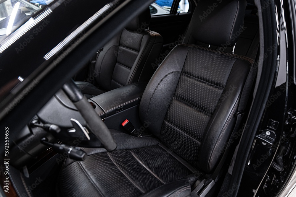 Leather car seats. Modern car interior Leather car seats. Modern car interior