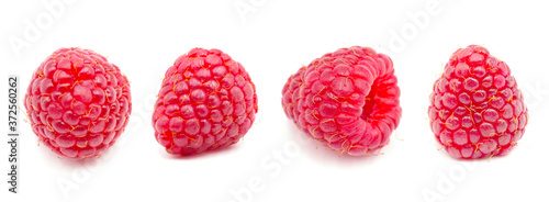 Raspberry isolated on white background. Set.