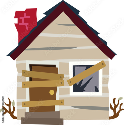 Vector illustration of an old and abandoned house