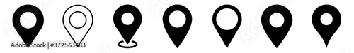 Location Pin Icon Black | Map Marker Illustration | Destination Symbol | Pointer Logo | Position Sign | Isolated | Variations