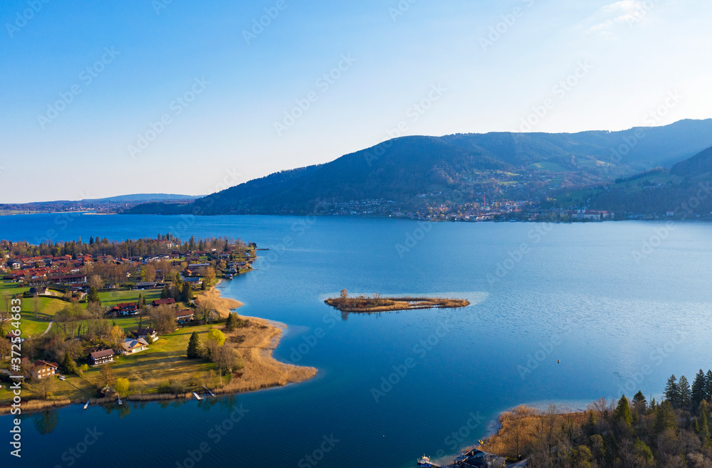 Germany, Bavaria, Drone view of Tegernsee lake