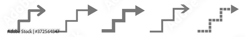Upstairs Arrow Icon | Staircase Illustration | Stairway Symbol | Stairwell Logo | Steps Stairs Up Sign | Isolated | Variations