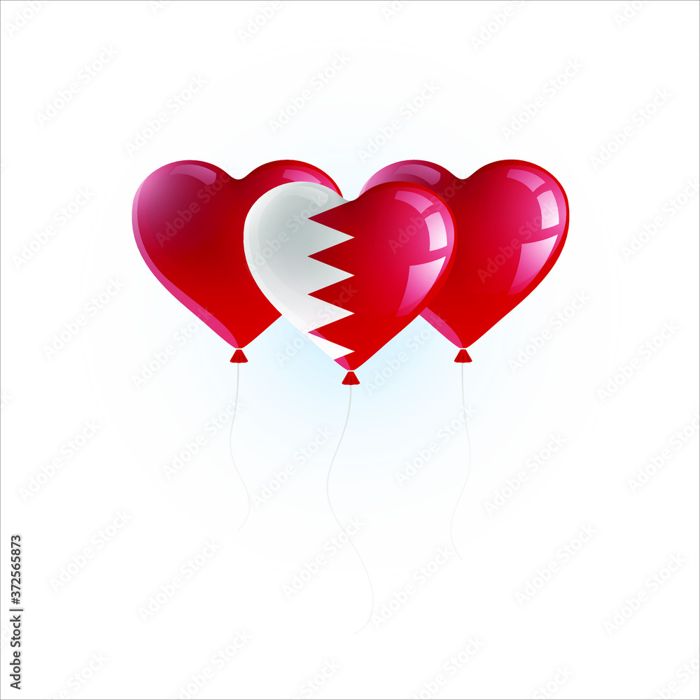 Heart shaped balloons with colors and flag of BAHRAIN vector illustration design. Isolated object.