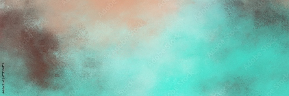 decorative abstract painting background texture with medium aqua marine, silver and dim gray colors and space for text or image. can be used as horizontal header or banner orientation - obrazy, fototapety, plakaty 