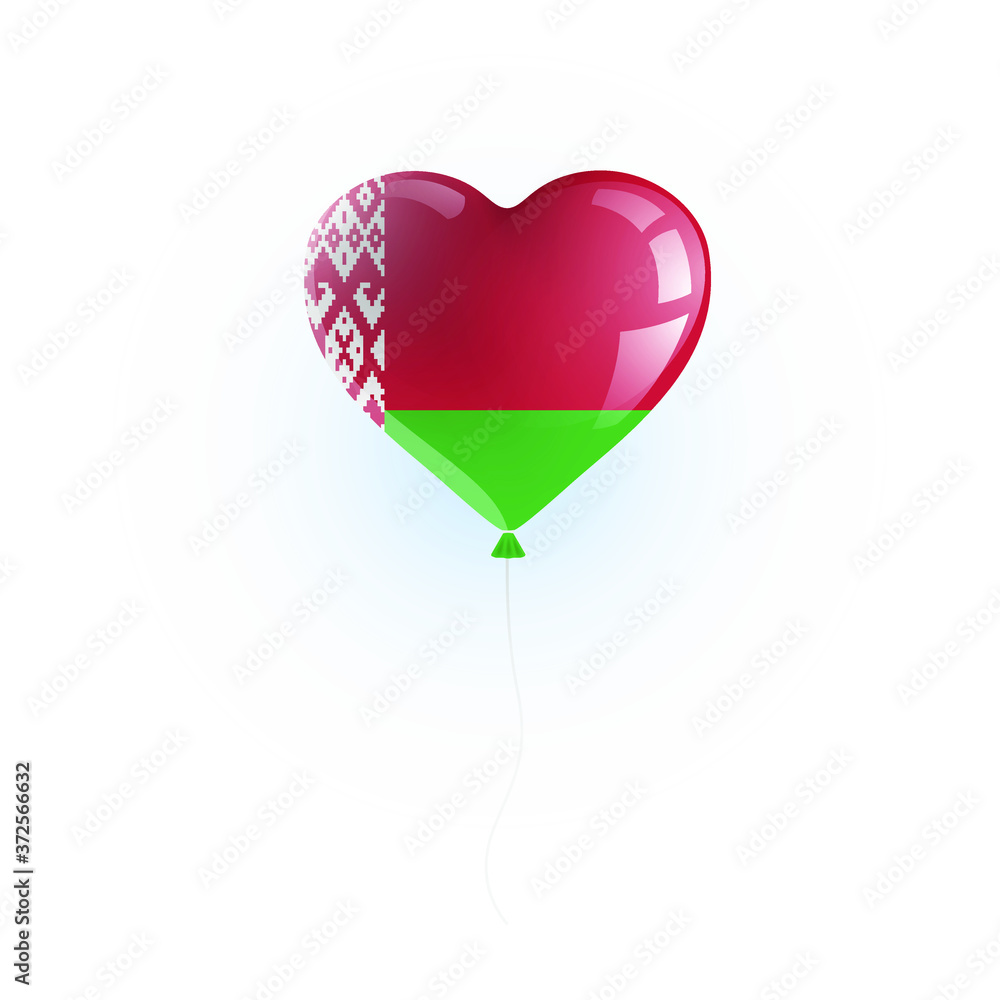Heart shaped balloon with colors and flag of BELARUS vector illustration design. Isolated object.