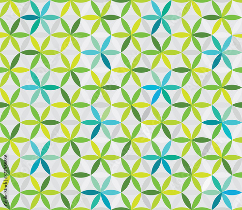 Geometric repeat background in gray, green and blue. Seamless vector pattern.