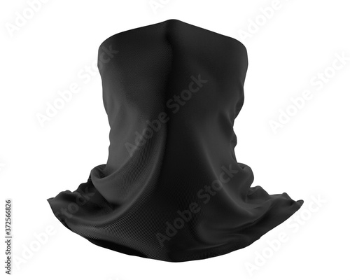 Black Neck gaiter mockup, Dark Fabric necker dust proof 3d Rendering isolated on white background photo