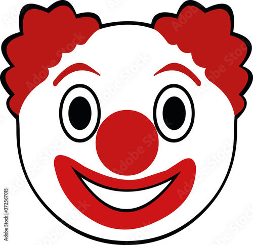 Vector illustration of the face of a cute cartoon clown