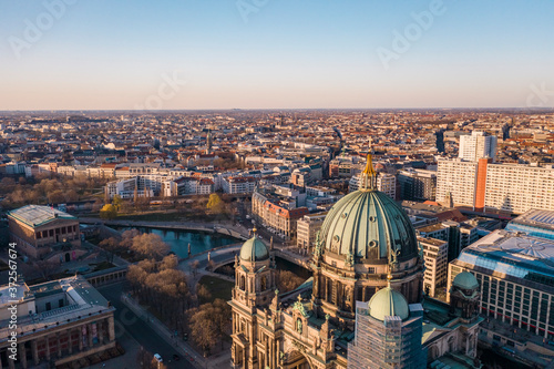 Germany, Berlin, Aerial view of Berlin Cathedral at dusk photo