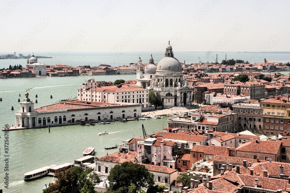 An aerial view of Venice