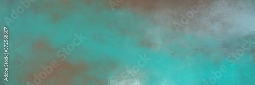 decorative abstract painting background graphic with cadet blue, medium turquoise and light sea green colors and space for text or image. can be used as horizontal background texture