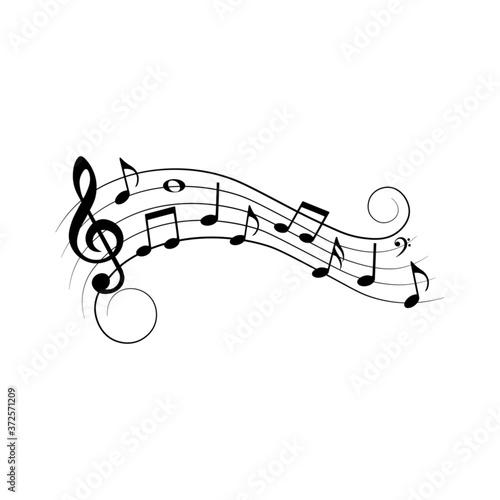 Music notes  design elements with swirls  vector illustration.