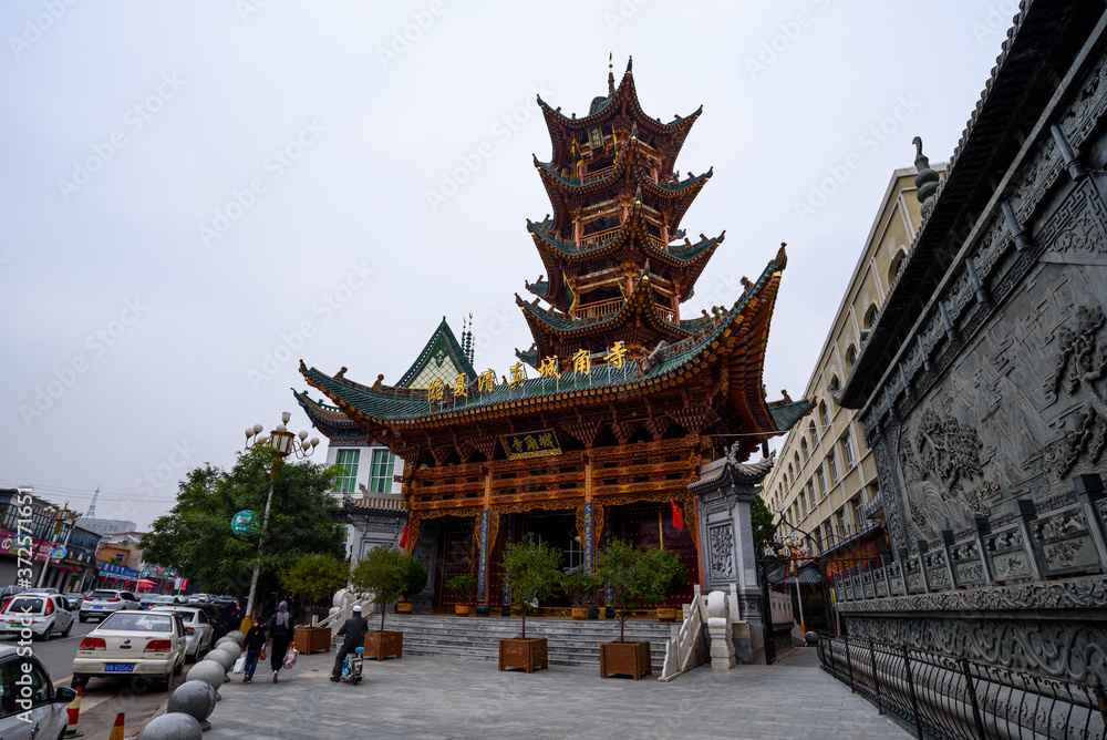 Hui mosques in Linxia old city with traditional Chinese architecture design Hui mosques in Linxia old city with traditional Chinese architecture design