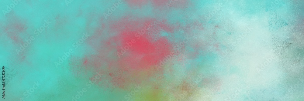 stunning dark sea green, medium aqua marine and pastel gray colored vintage abstract painted background with space for text or image. can be used as horizontal background graphic