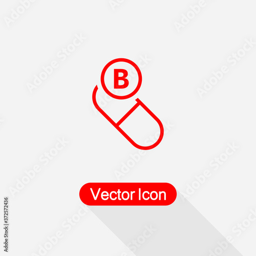 Vitamin B In Pill Icon Vector Illustration Eps10