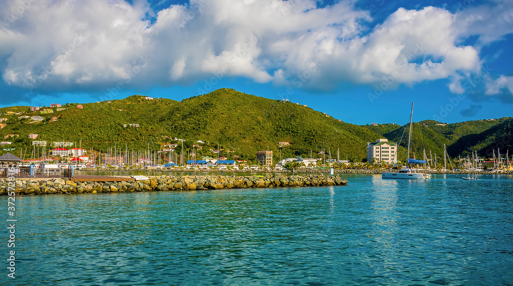 A view of the harbour at Road Town on Tortola in the early morning sunshine