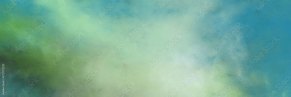 amazing abstract painting background graphic with dark sea green, teal blue and dark olive green colors and space for text or image. can be used as horizontal background texture