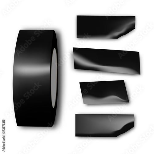 Piece scotch. Adhesive vector paper tape or yellow sticky duct strip isolated on white background. Torn grunge texture.