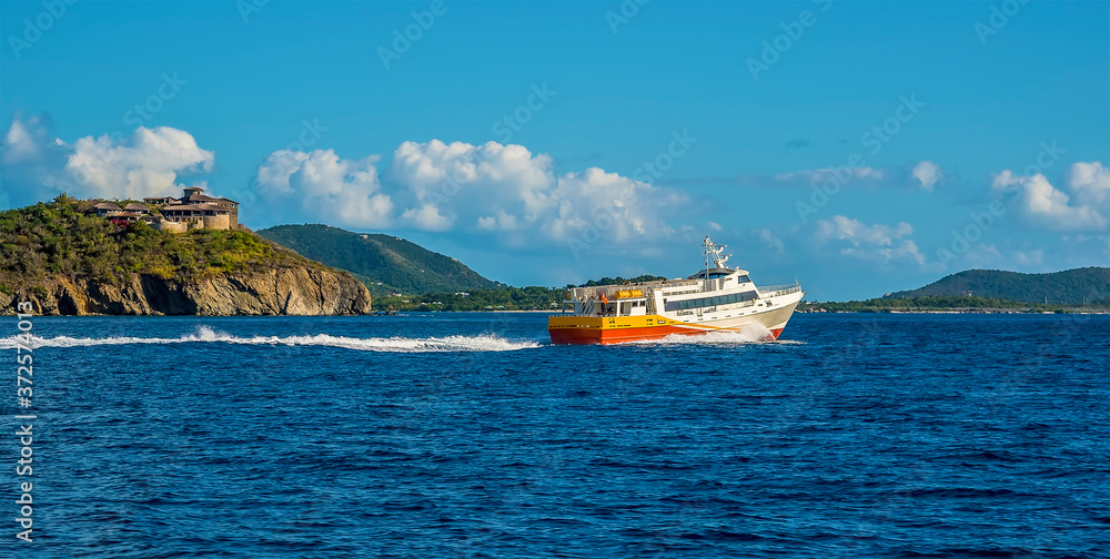 Boats leaving the harbour of Road Town in Tortola
