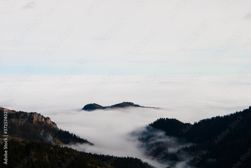 Over the clouds in Caucasus mountains
