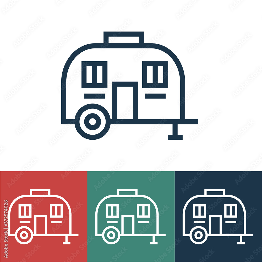 Linear vector icon with trailer Linear vector icon with trailer