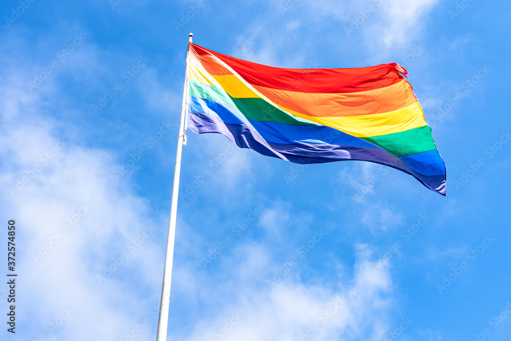 Large rainbow flag in San Francisco, CA Large rainbow flag in San Francisco, CA