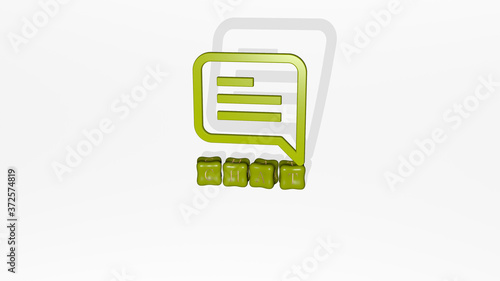 chat 3D icon object on text of cubic letters, 3D illustration for communication and business