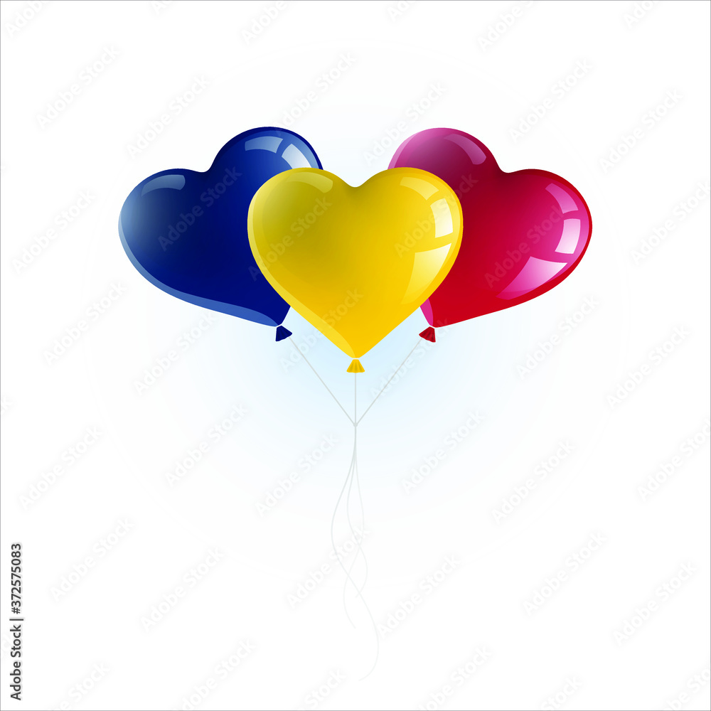 Heart shaped balloons with colors and flag of CHAD vector illustration design. Isolated object.