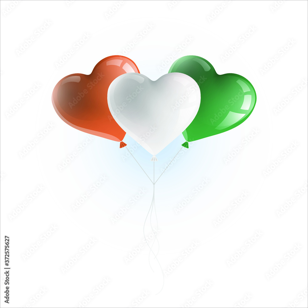 Heart shaped balloons with colors and flag of COTE D'IVOIRE vector illustration design. Isolated object.