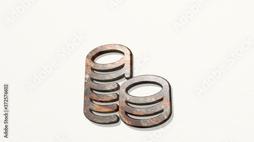 accounting coins stack 3D icon on the wall, 3D illustration for business and concept