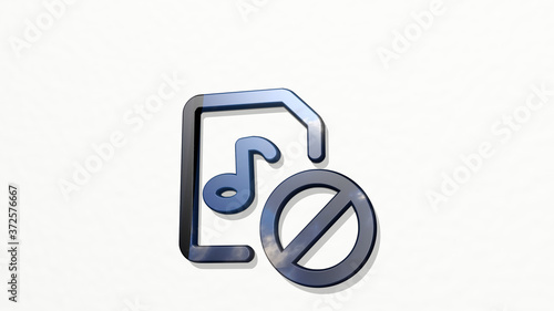 AUDIO FILE DISABLE 3D icon on the wall, 3D illustration for background and music
