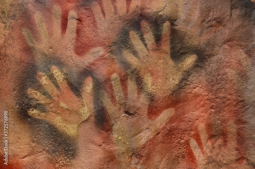 Cave art of hand outlines