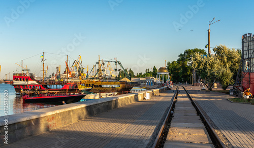 Berdyansk embankment in the early morning photo