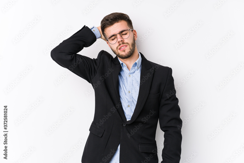 Young caucasian business man posing in a white background isolated Young caucasian business man being shocked, she has remembered important meeting. Young caucasian business man posing in a white background isolated Young caucasian business man being shocked, she has remembered important meeting.