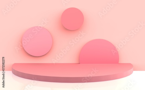 3d pink podium step minimal pastel studio background. Abstract 3d geometric shape object illustration render.
