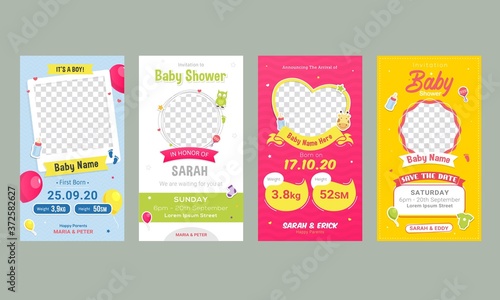 Baby birthday announcement social media post template