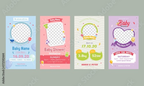 Baby birthday announcement social media post template
