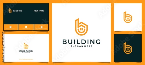 moderen letter b building logo with business card