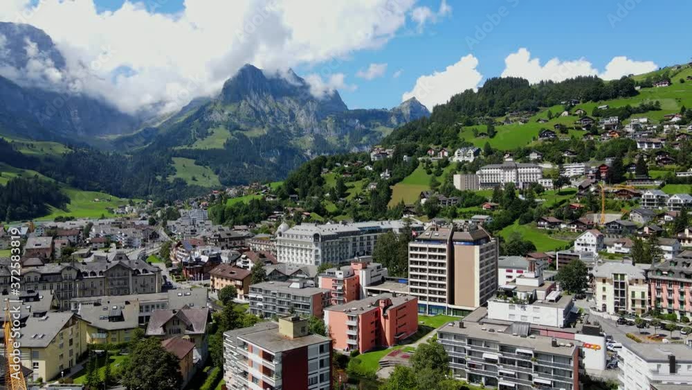 Flight over the city of Engelberg in Switzerland - travel photography Flight over the city of Engelberg in Switzerland - travel photography