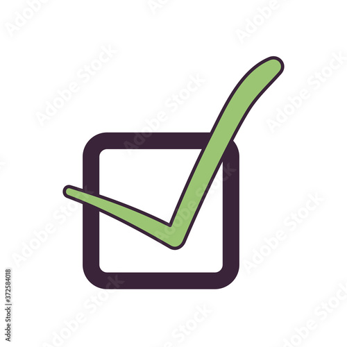 check mark on square line and fill style icon vector design