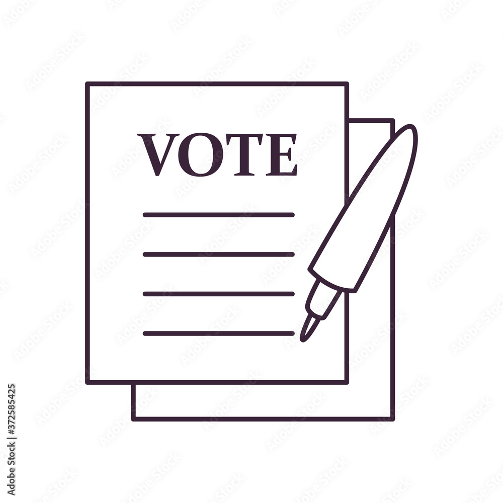 vote paper with pen line style icon vector design vote paper with pen line style icon vector design