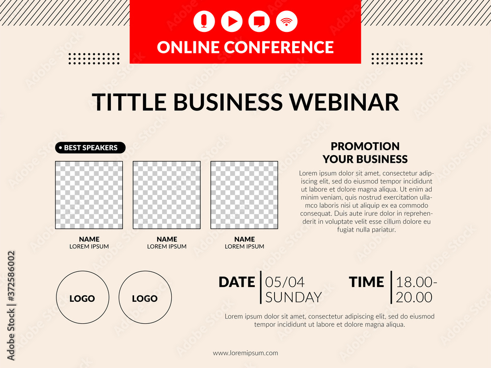 Obraz premium Live webinar invite template. Banner live webinar promotion for social media. 